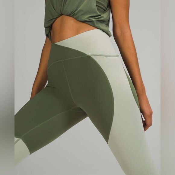 Lululemon Nulu Colour Block High-Rise Tight 25", Green Twill/Green Fern, Size 6 - Picture 9 of 9